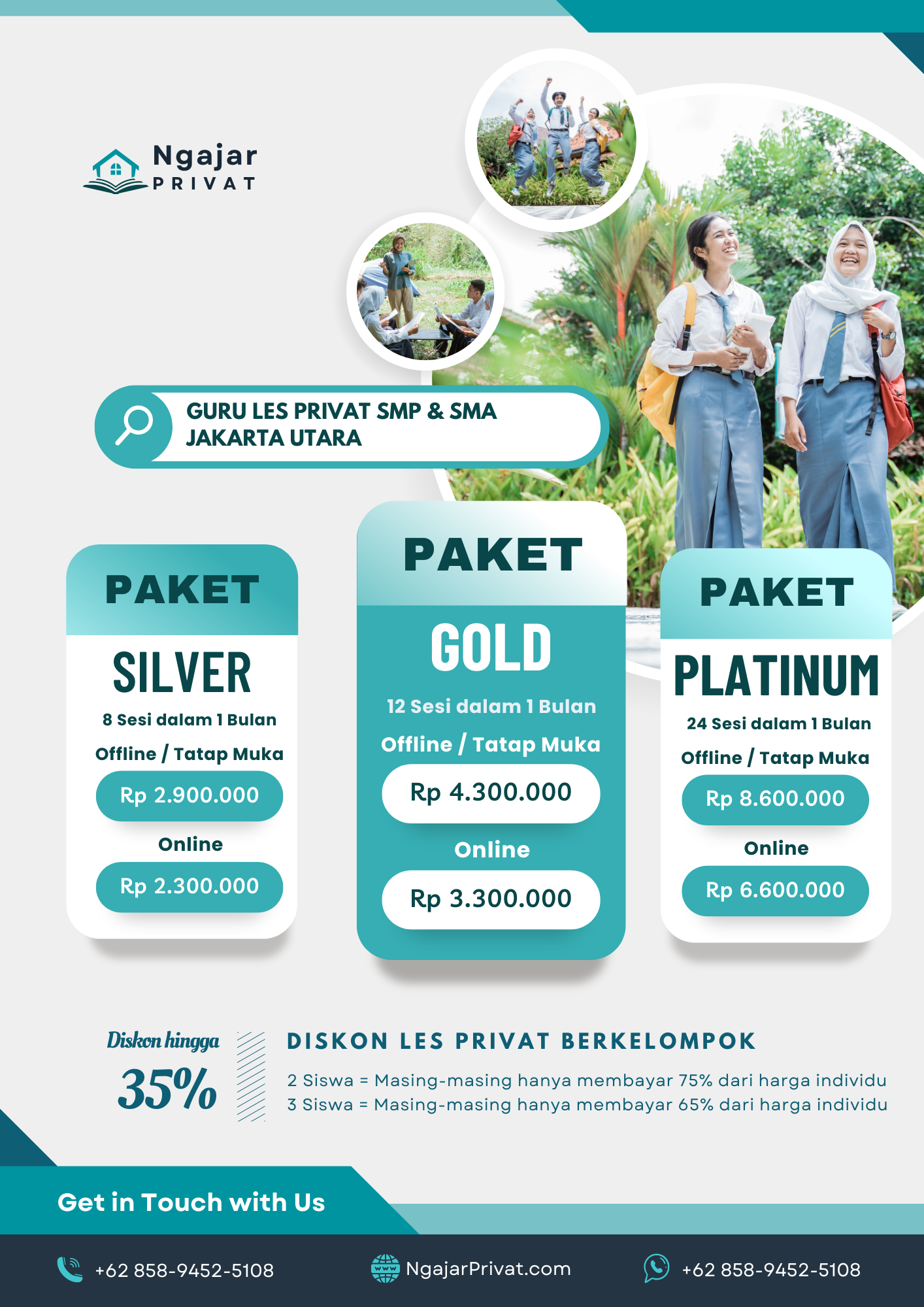 Harga Guru Les Privat Jakarta Utara termasuk untuk daerah Cilincing, Kelapa Gading, Koja, Pademangan, Penjaringan, dan Tanjung Priok